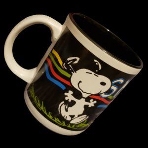 Accents Snoopy Coffee Mug 1984 Vintage Made in Korea Retro Black White Pre-owned